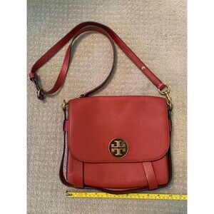 Tory Burch Alastair Pebbled Leather Shoulder Crossbody Bag Light Redwood